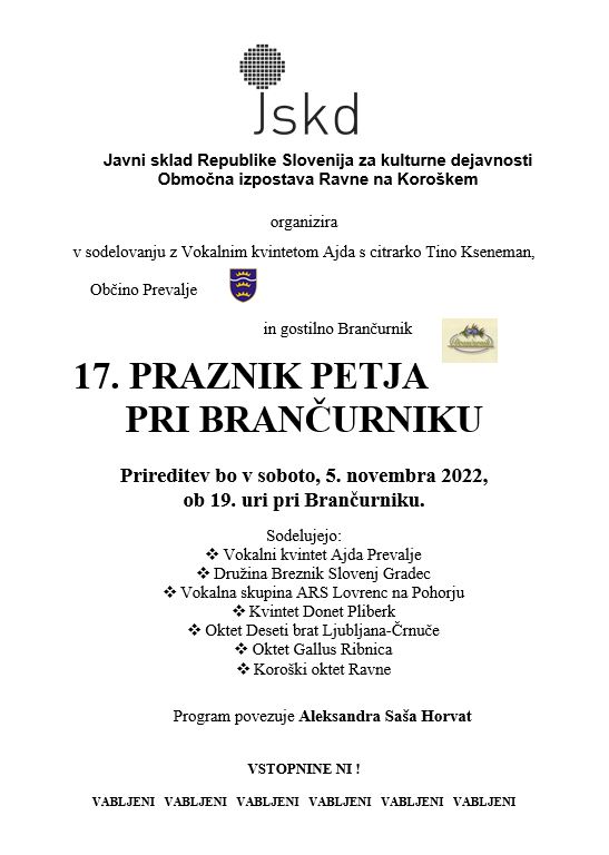 17. praznik petja pri brančurniku