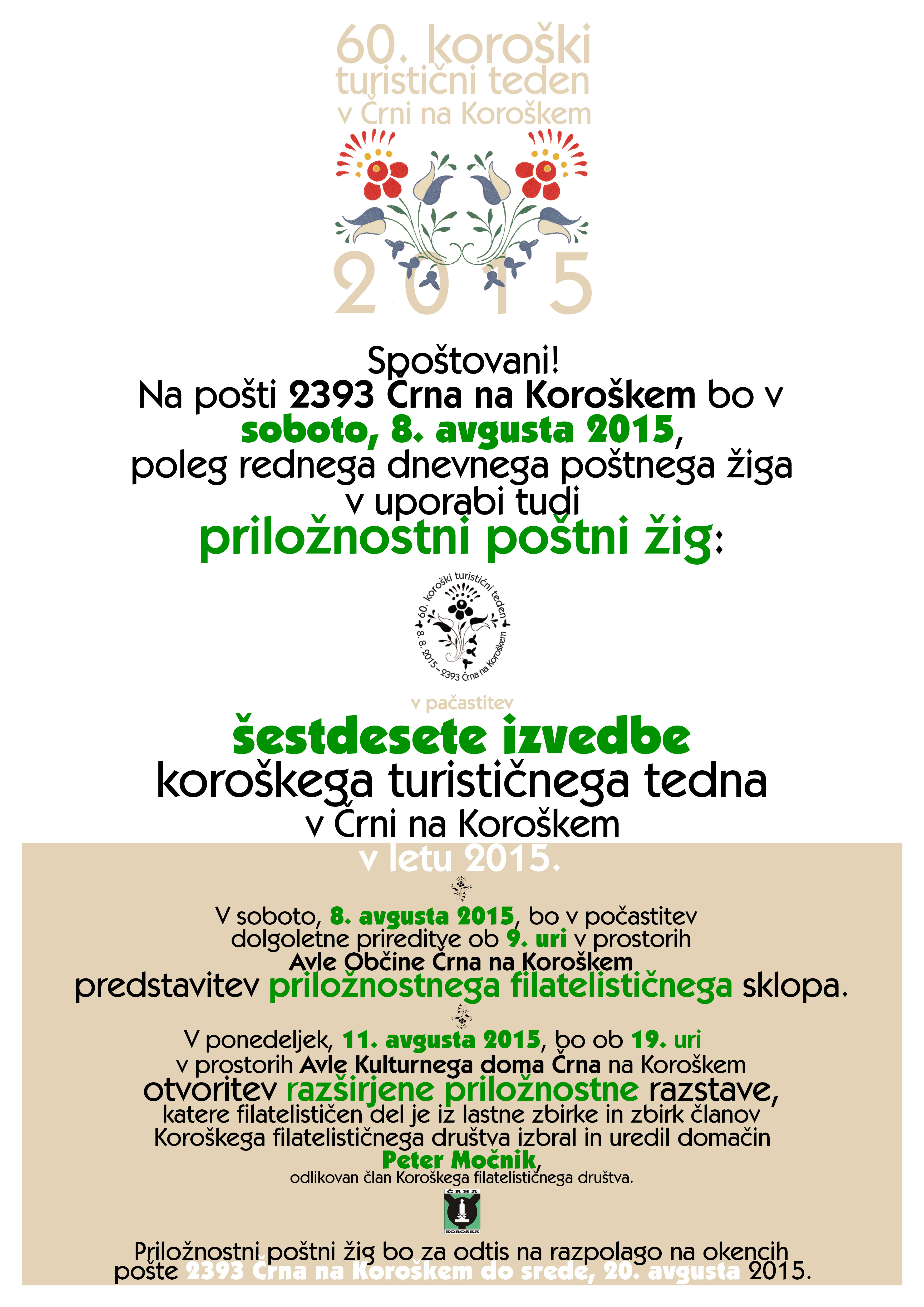 TURISITIČNI ČRNA2015 OBVESTILO WWW obcinaČrna 270715. 2