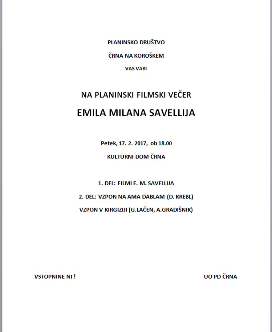 PLANINSKI FILMSKI VEČER