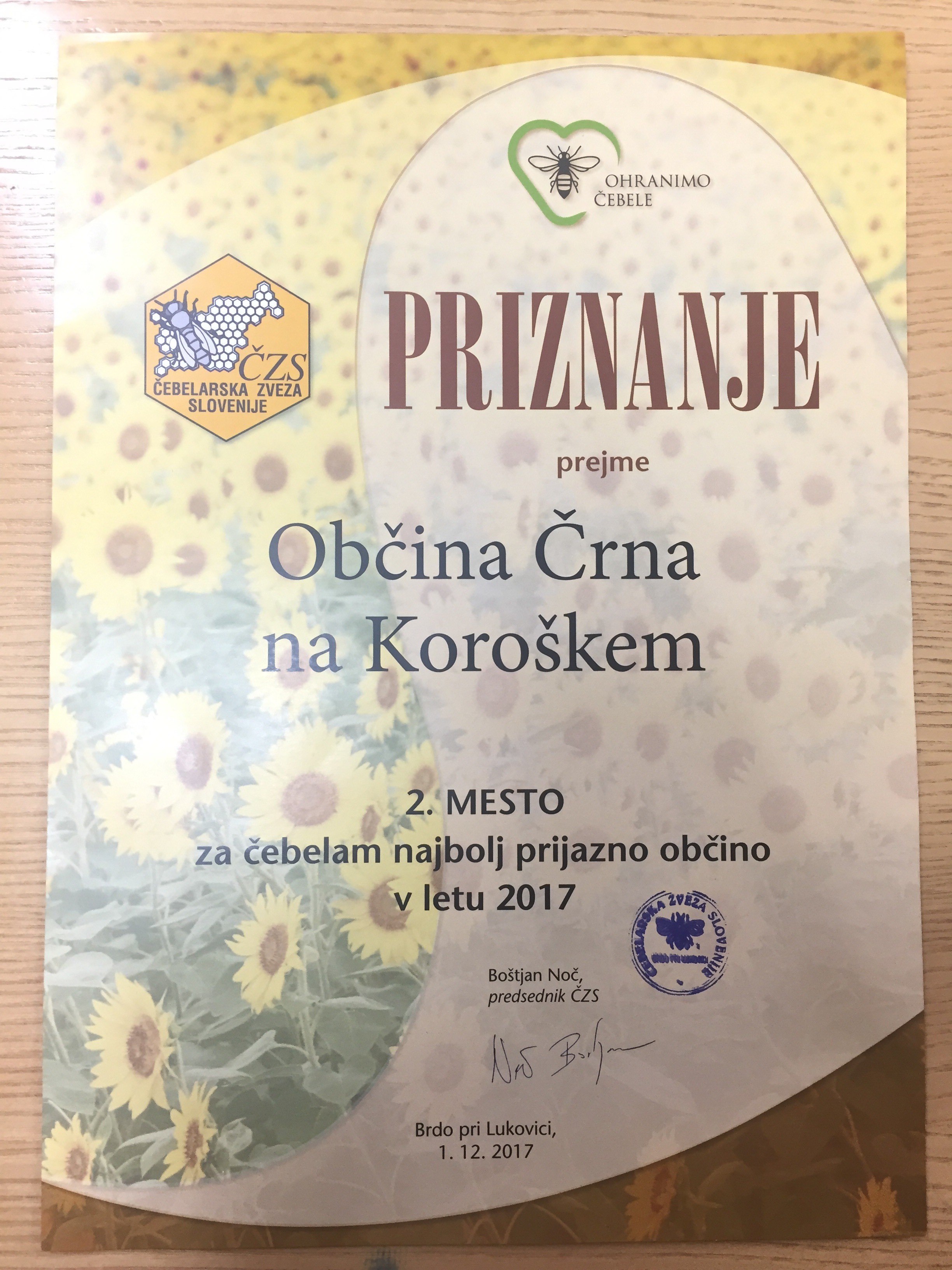 priznanje čebelam prijazna občina