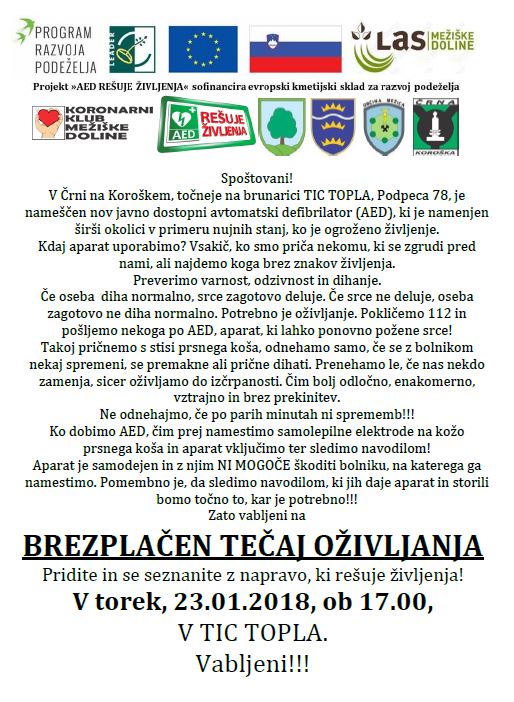 tečaj oživljanja tic topla